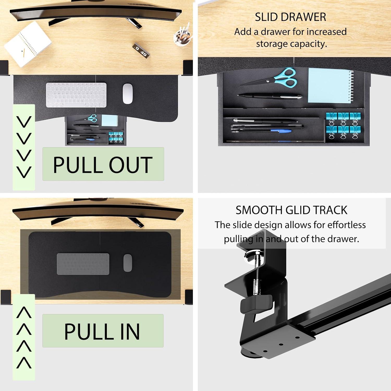 Bandeja de Teclado CALASK JPT02 Negra, 65x30 cm, Ergonómica