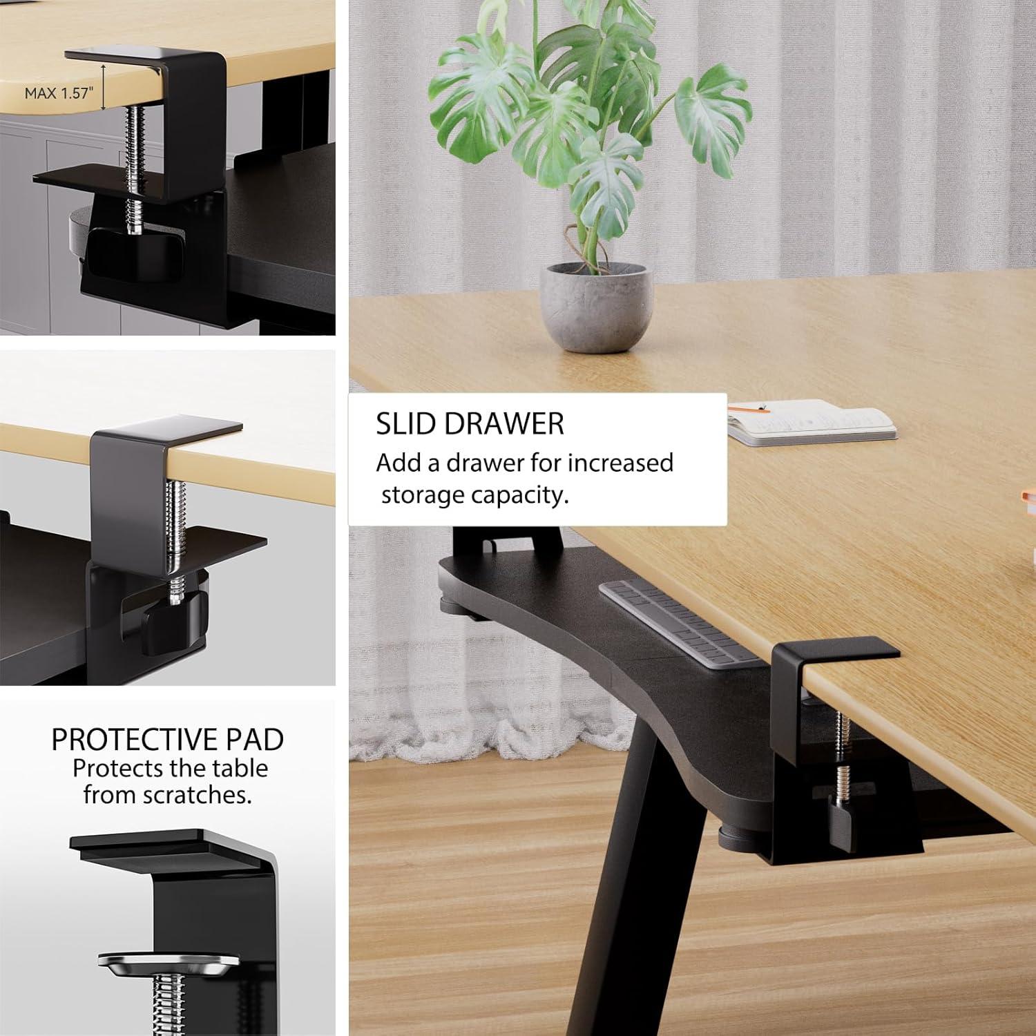 Bandeja de Teclado CALASK JPT02 Negra, 65x30 cm, Ergonómica