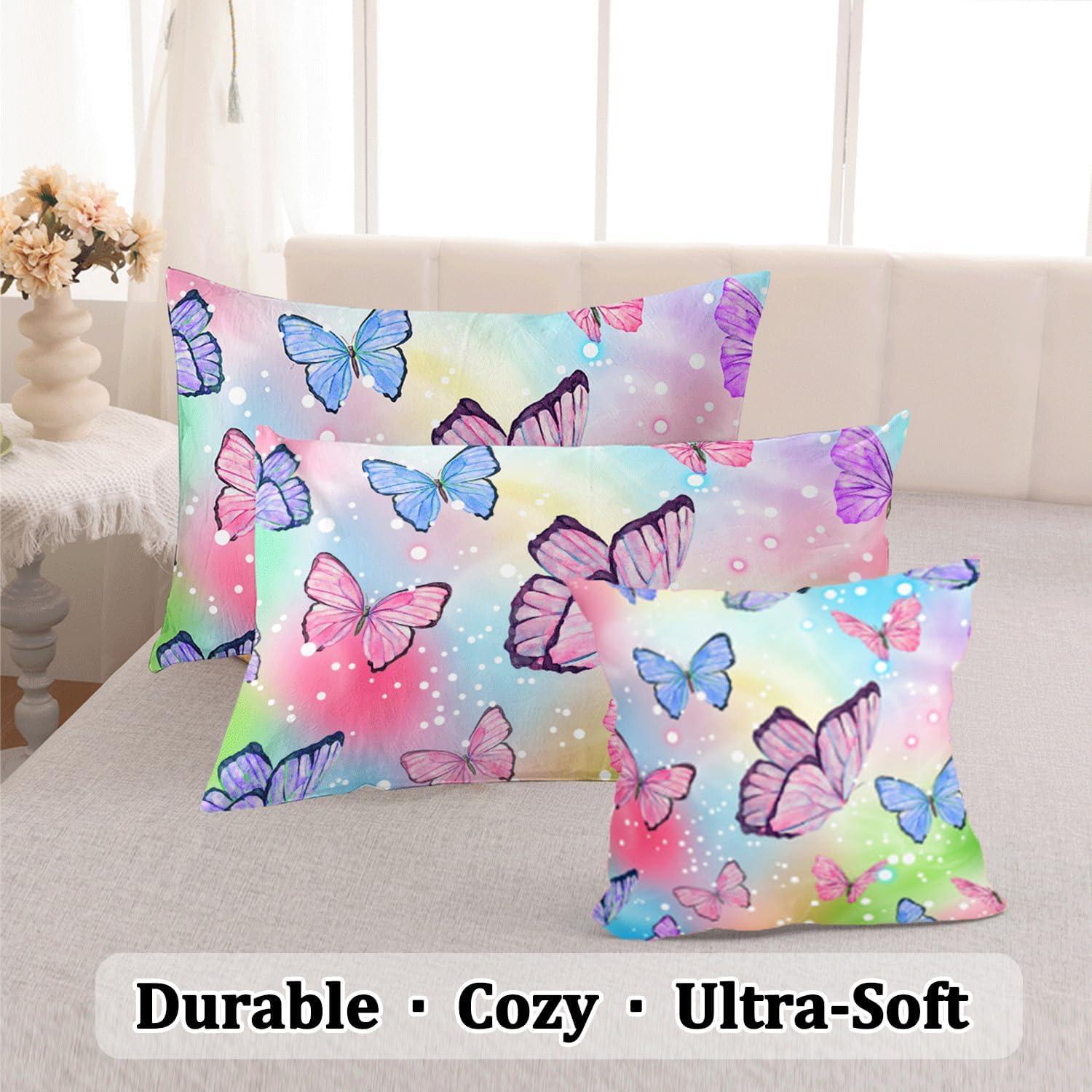 Juego de Ropa de Cama Completo 4 Piezas ASKOTU Mariposa Rosa