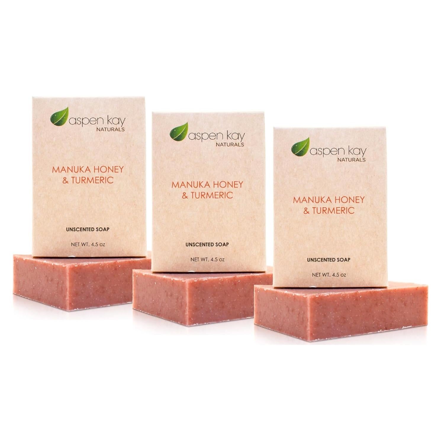 Jabón Natural de Cúrcuma y Miel de Manuka Aspen Kay - 3 Unidades