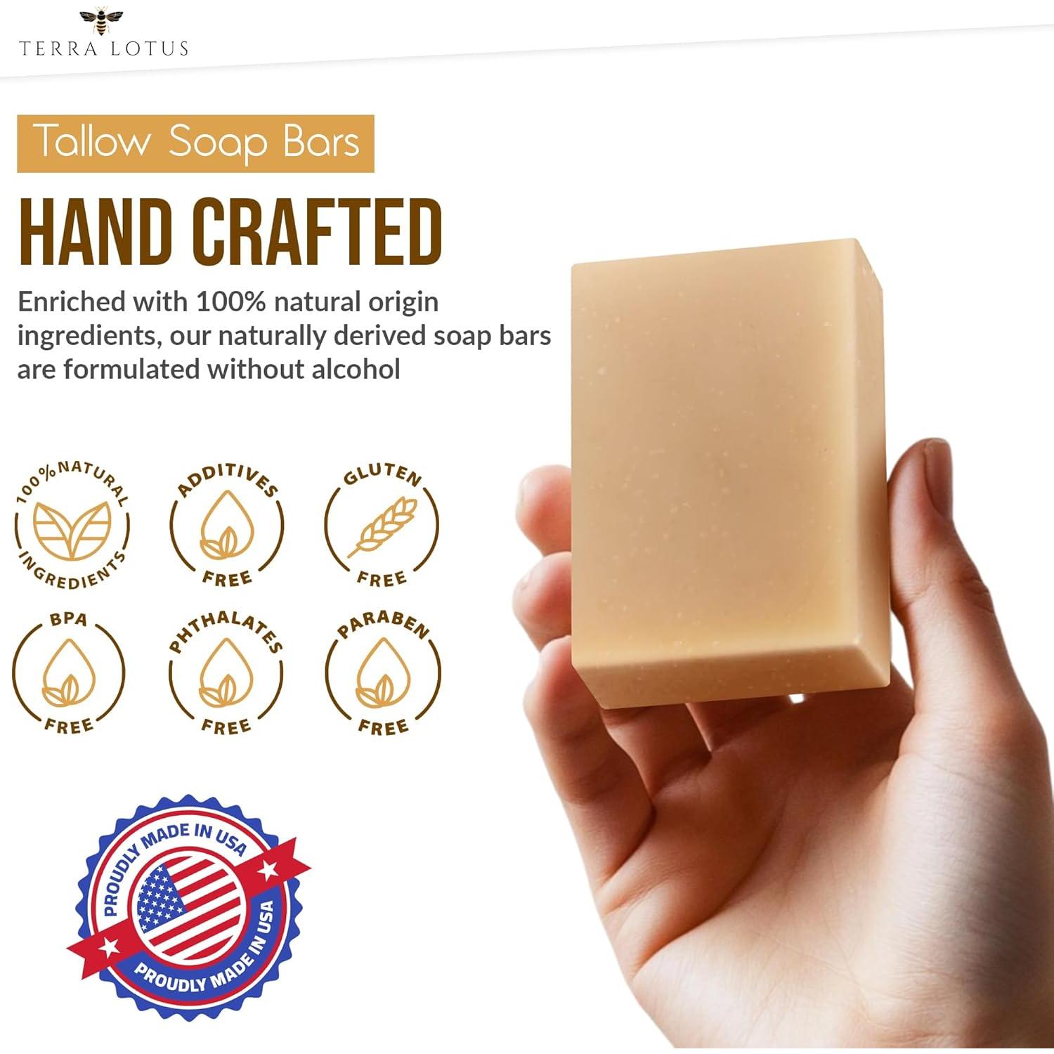 Jabón de sebo orgánico Terra Lotus con miel y aceites 3 unidades