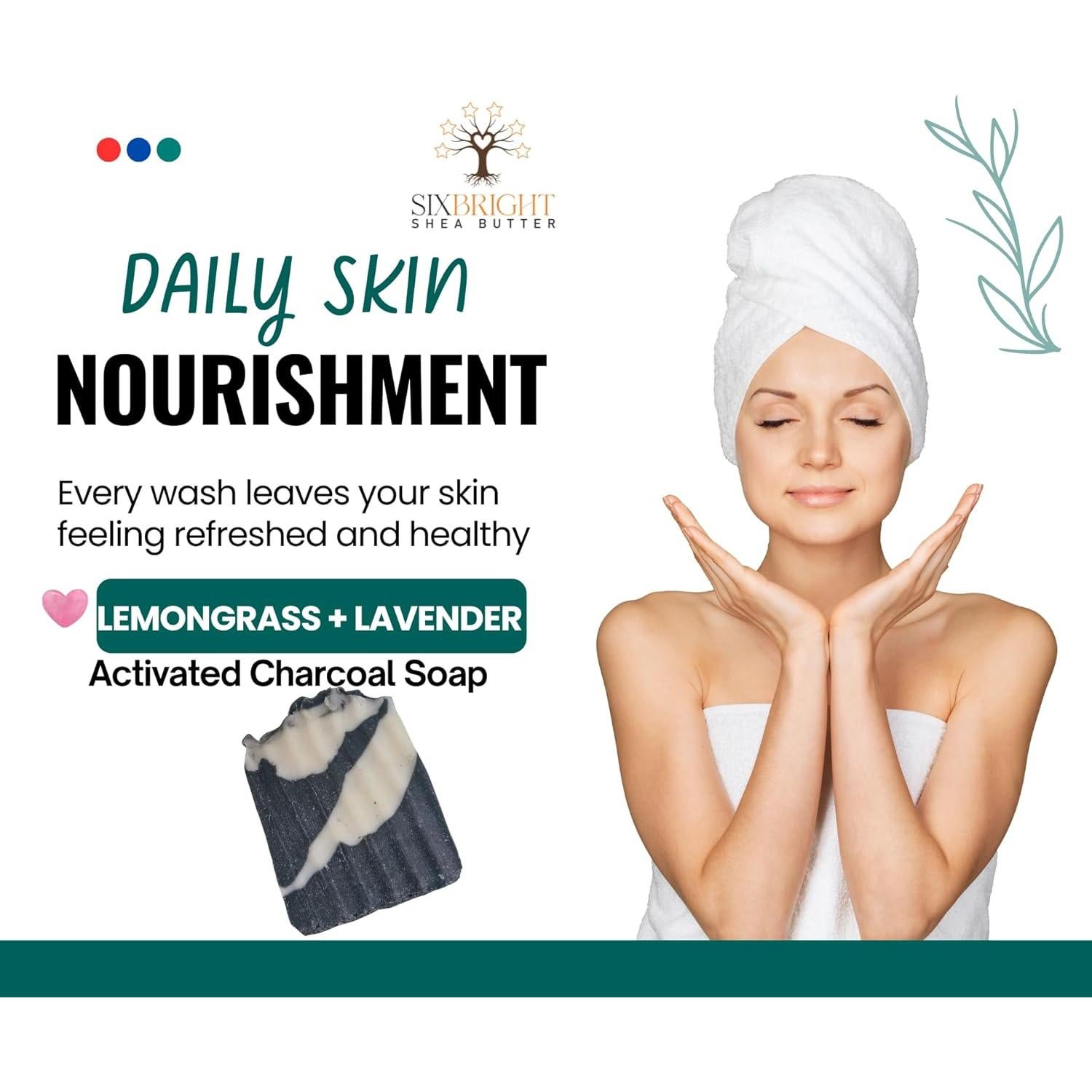 Jabón Artesanal Sixbright 113g - Carbón Activado y Lavanda