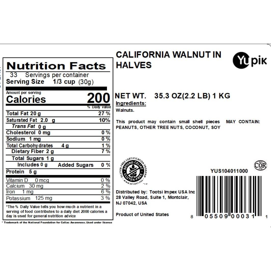 Nueces de California Yupik Crudas 1 kg - Sin Sal, Veganas