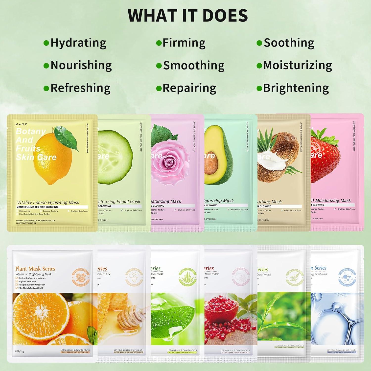 Conjunto de 12 Máscaras Faciales Hidratantes YTRAJU