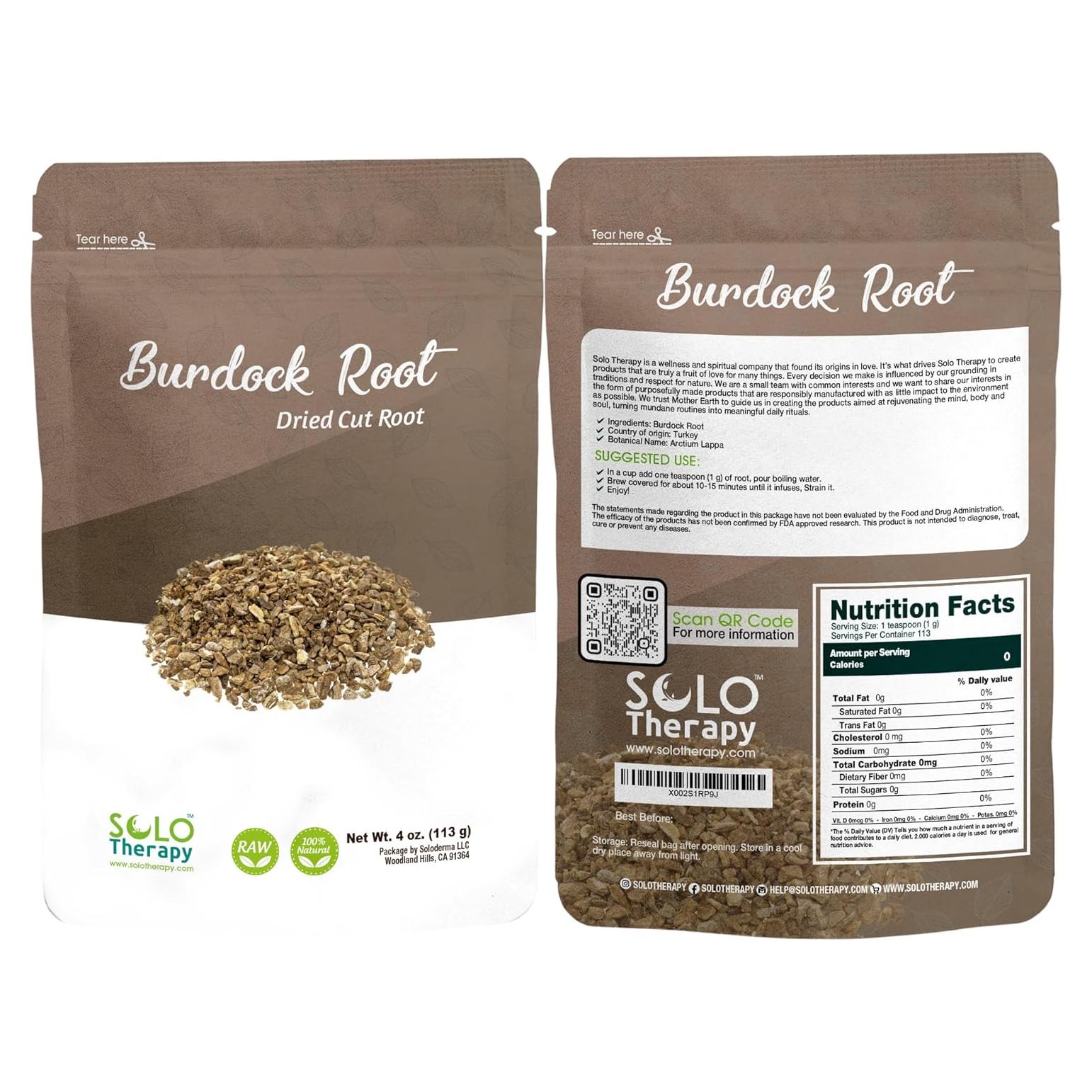 Raíz de Bardana Secada Solo Therapy 113.4 g - Té Natural