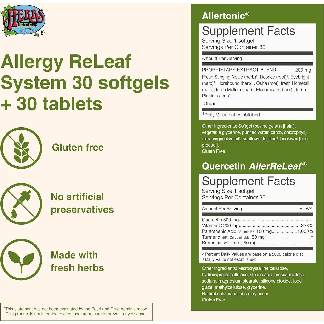 Suplemento Allergy ReLeaf Herbs Etc. - 30 Gelatinas Blandas