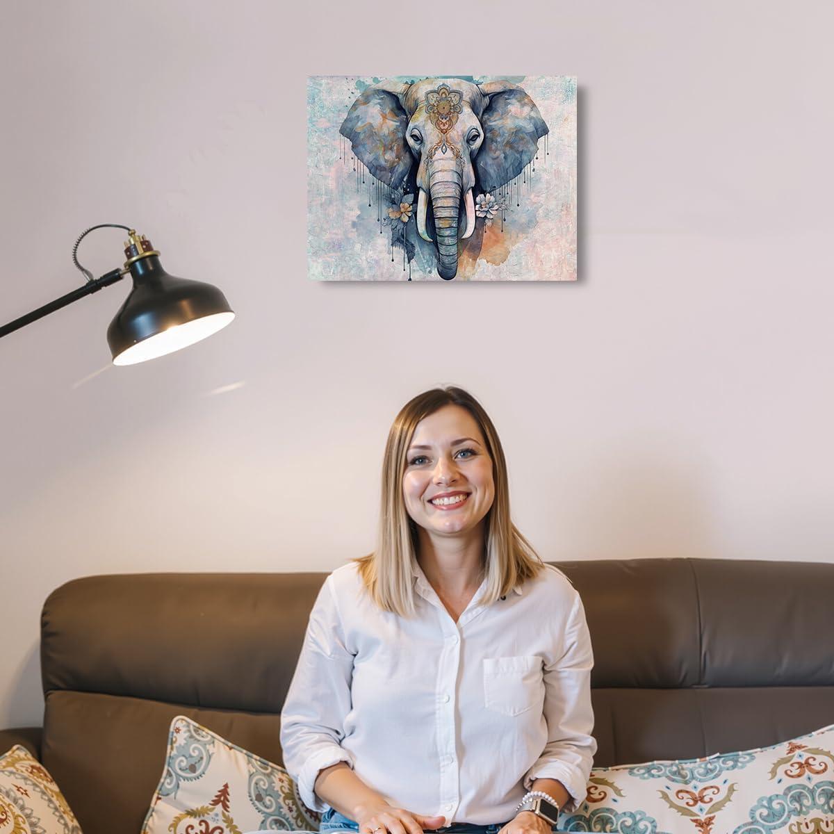 Arte de Pared Lienzo Enmarcado Elefante AOZHUO 29x38 cm