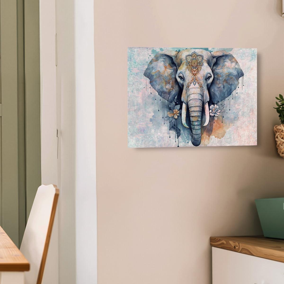 Arte de Pared Lienzo Enmarcado Elefante AOZHUO 29x38 cm