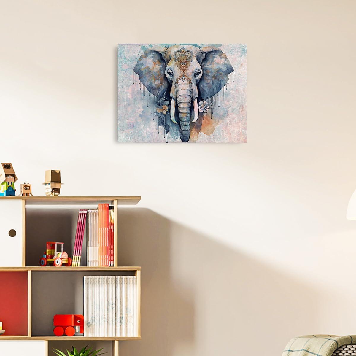 Arte de Pared Lienzo Enmarcado Elefante AOZHUO 29x38 cm