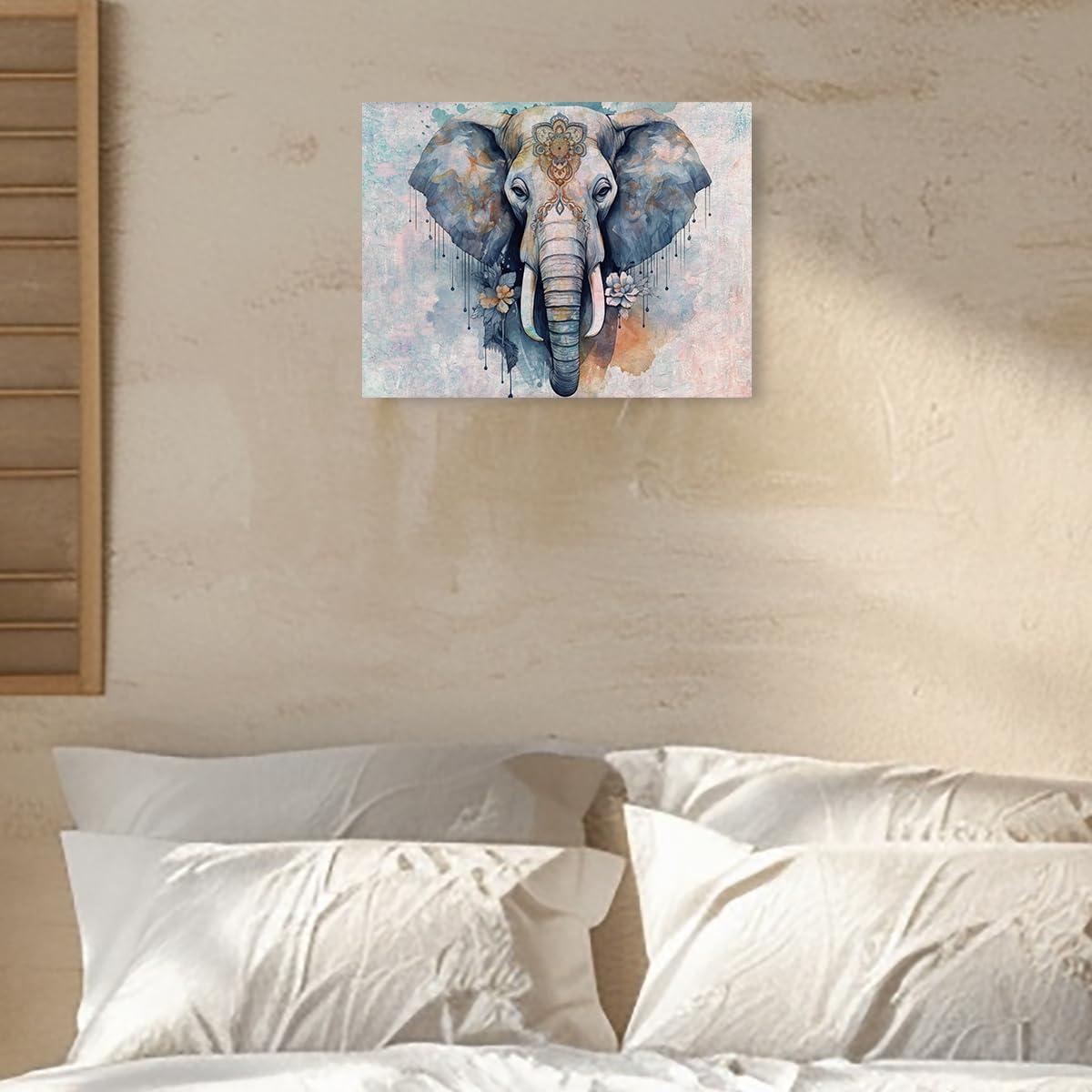 Arte de Pared Lienzo Enmarcado Elefante AOZHUO 29x38 cm