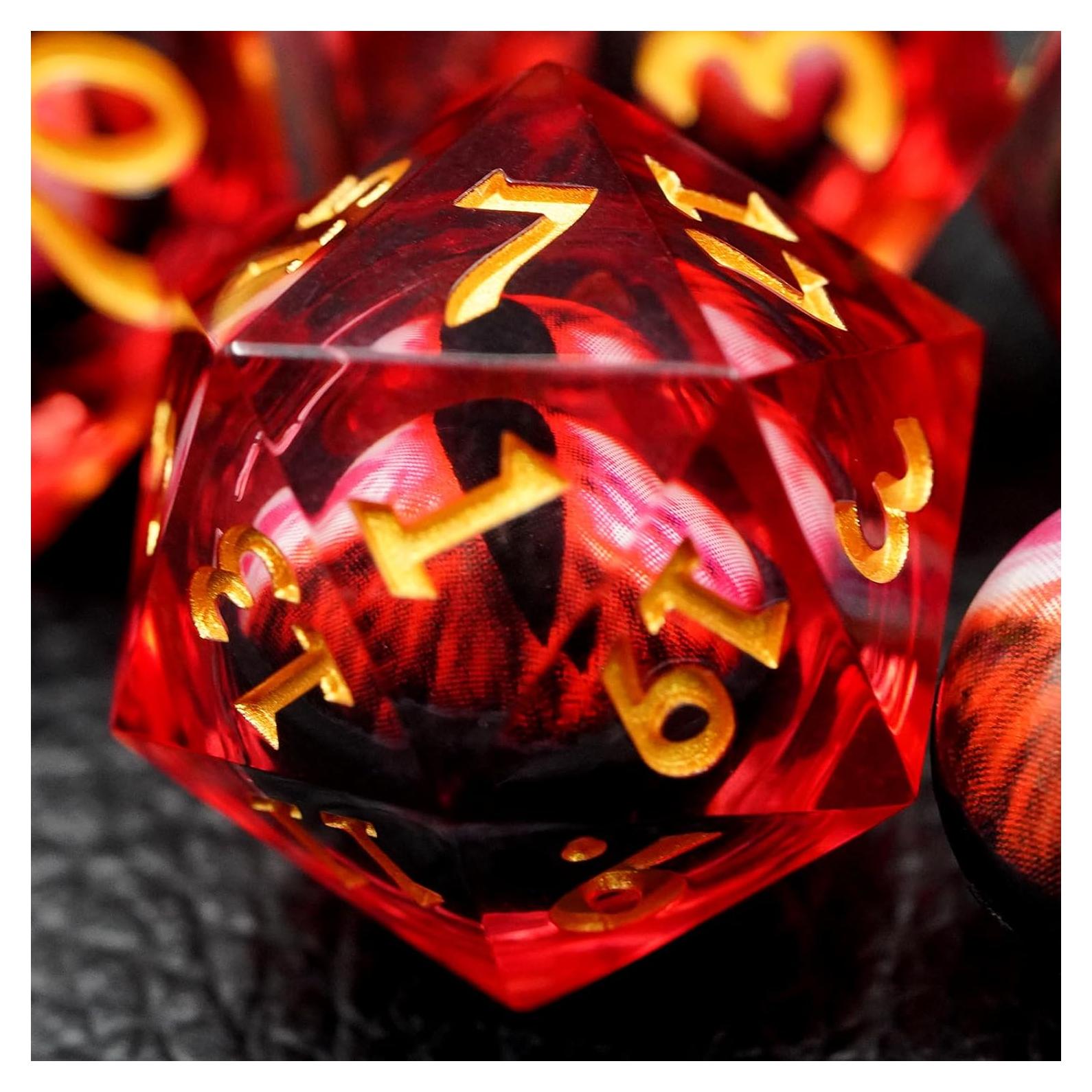 Juego de Dados Poliedrales D&D Ojo de Dragón Maywin 7 Piezas