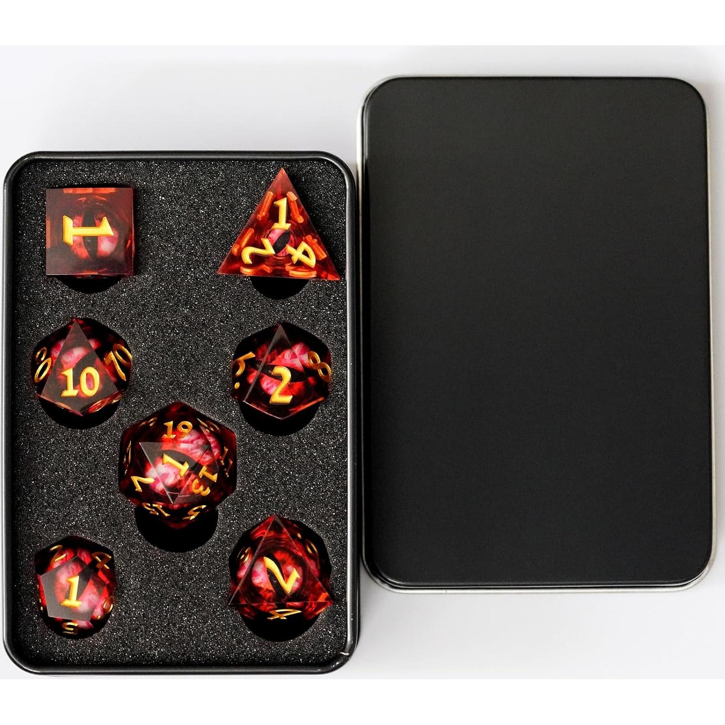 Juego de Dados Poliedrales D&D Ojo de Dragón Maywin 7 Piezas