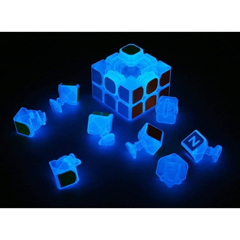 Cubo Mágico 3x3 YUNTENG Azul Fluorescente Brilla en la Oscuridad
