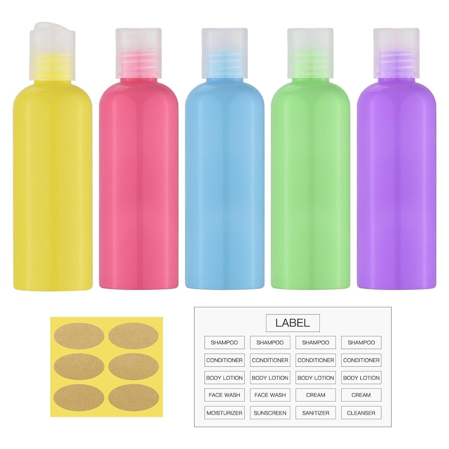 Set de 5 Botellas de Viaje 100ml Owlyee Aprobadas por TSA