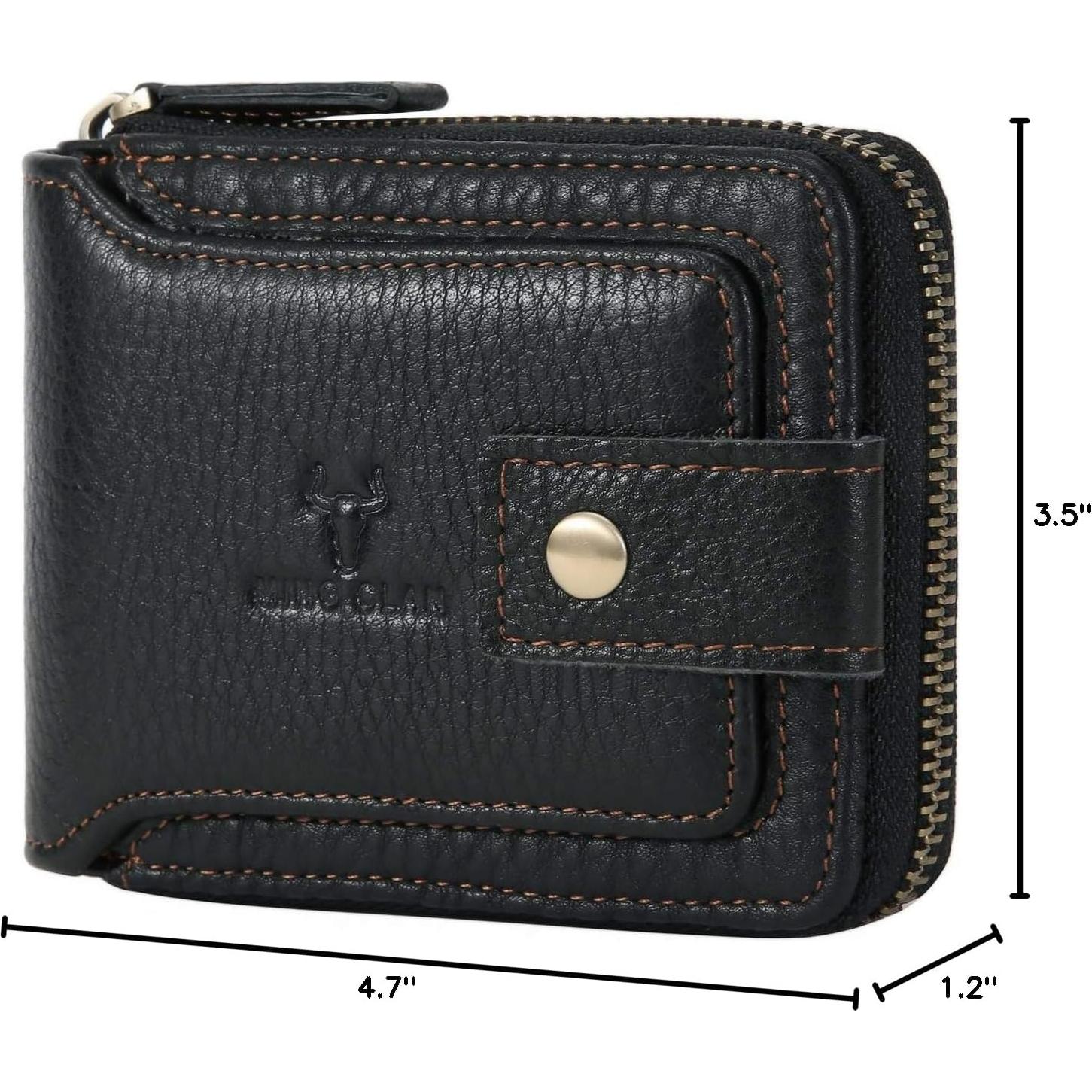 Cartera de cuero bifold con bloqueo RFID para hombres - Negro