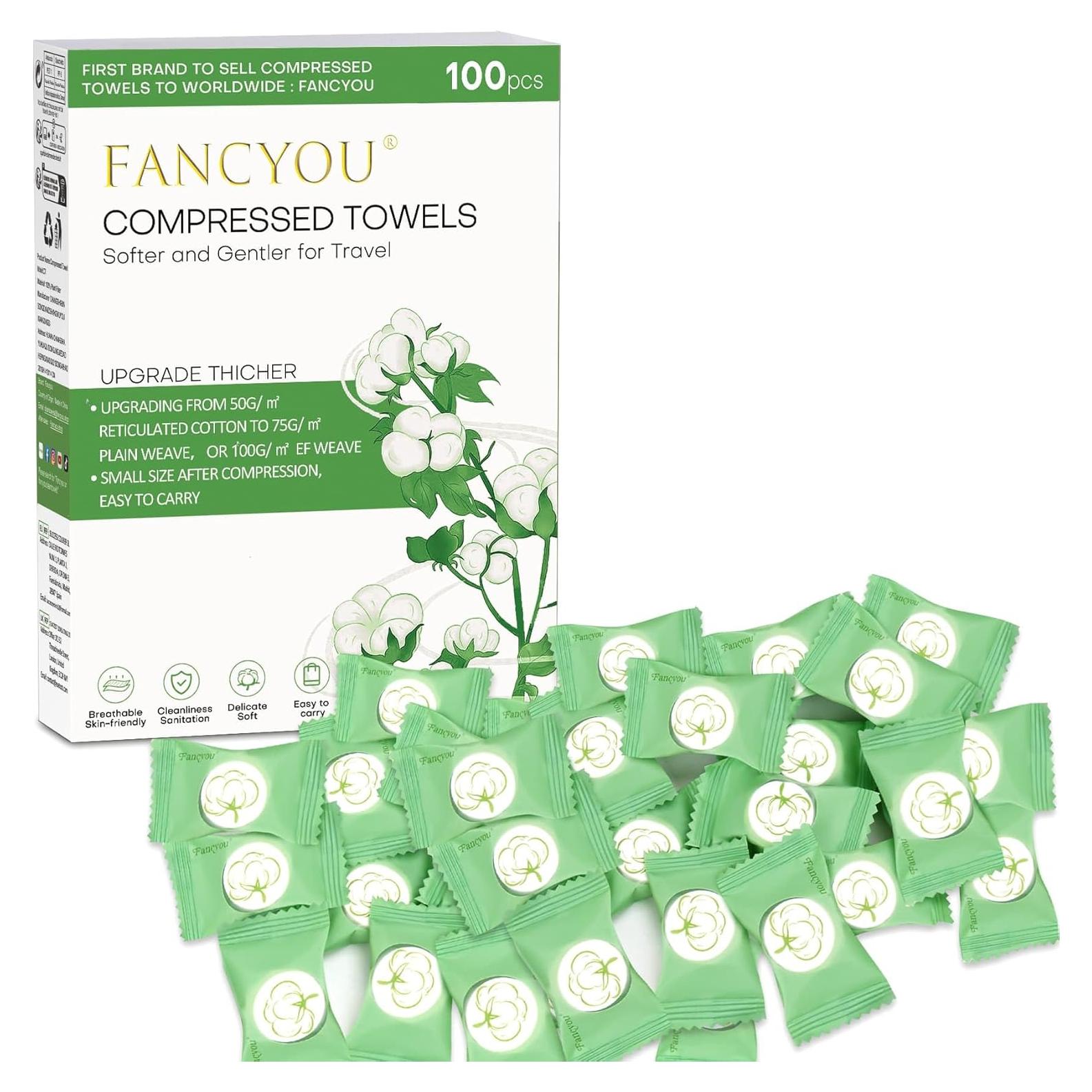 Toallas Comprimidas Desechables Fancyou 100 Pcs 23x19 cm