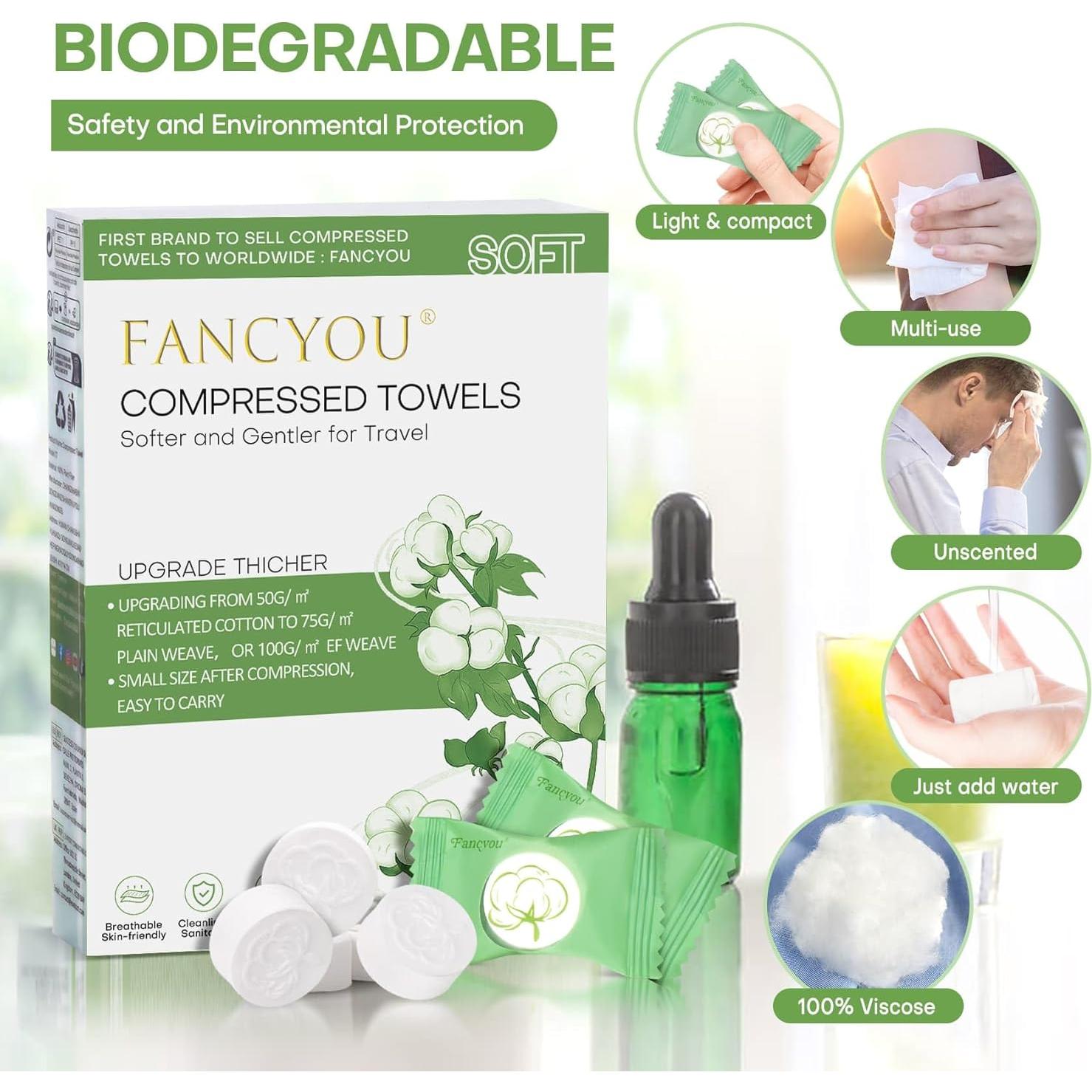 Toallas Comprimidas Desechables Fancyou 100 Pcs 23x19 cm