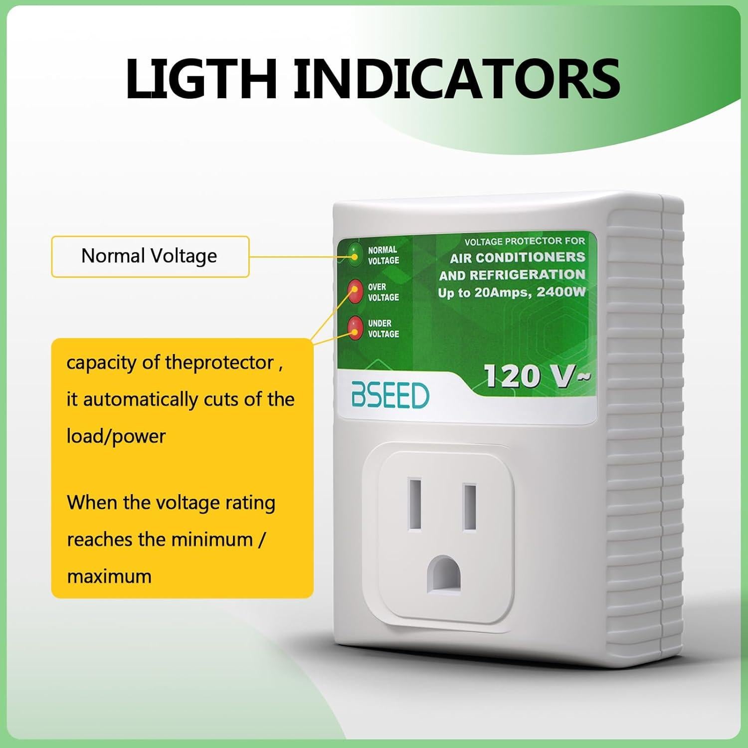 Protector de Sobretensión BSEED 20A 2400W para Electrodomésticos