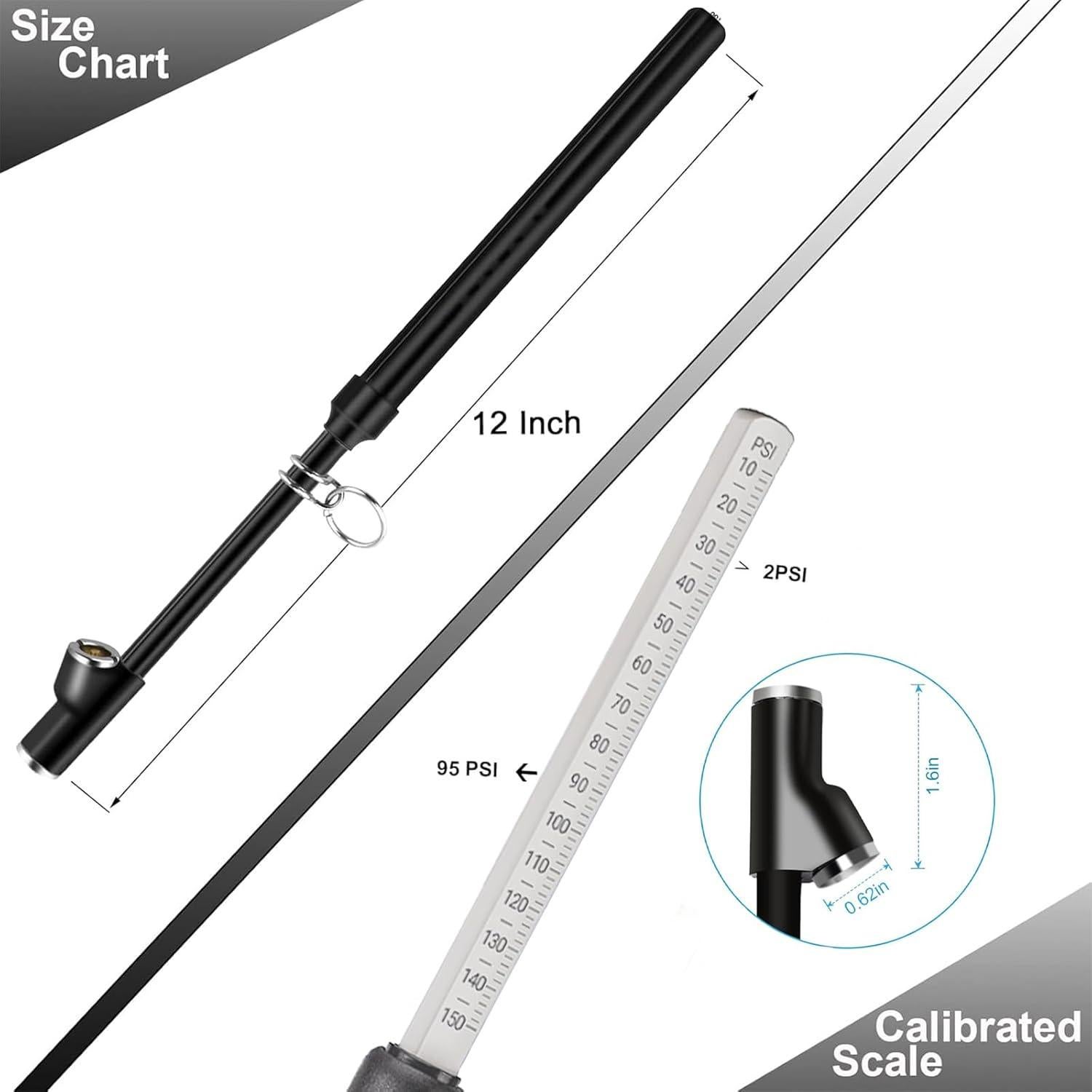 Medidor de Presión de Neumáticos MHKLCD 12" Doble Cabeza 10-150 PSI