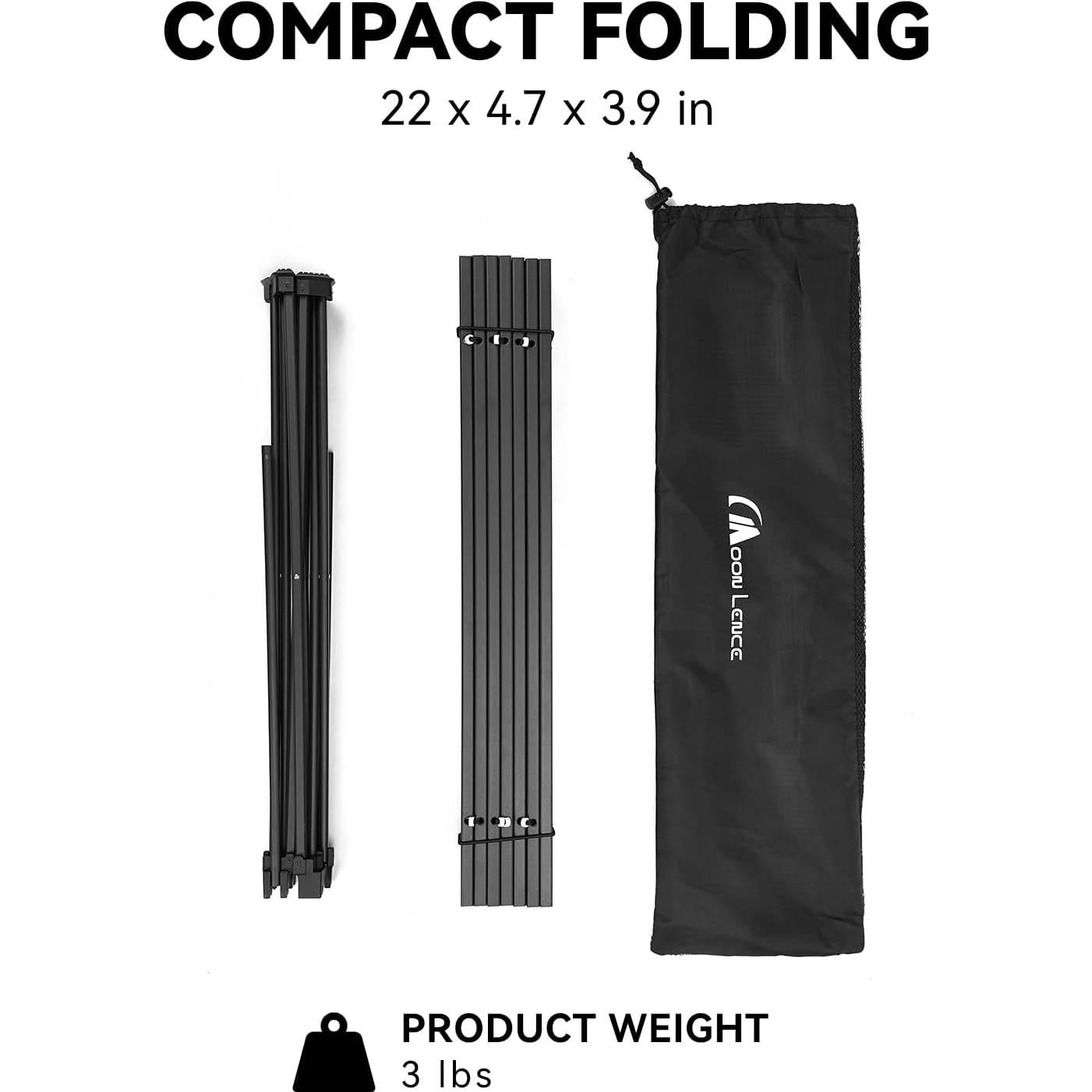 Mesa de Camping Plegable MOON LENCE 55.88x40.64cm Negra