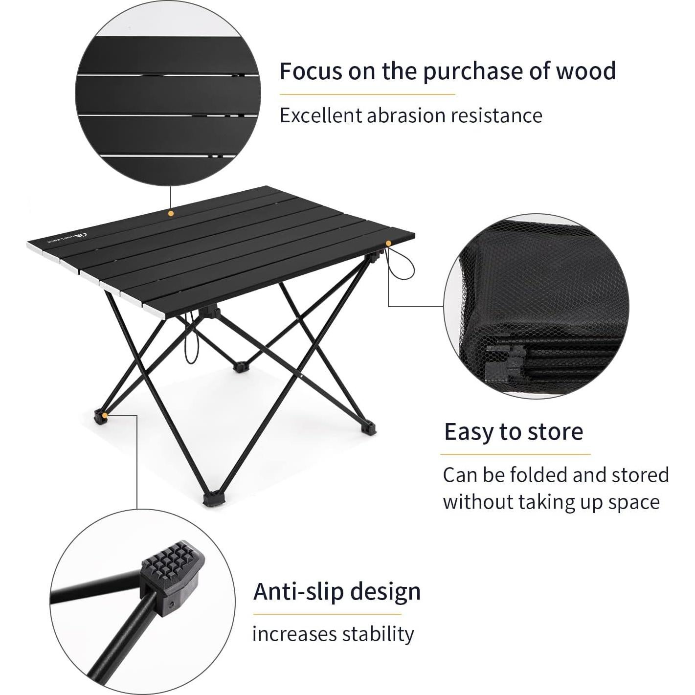 Mesa de Camping Plegable MOON LENCE 55.88x40.64cm Negra