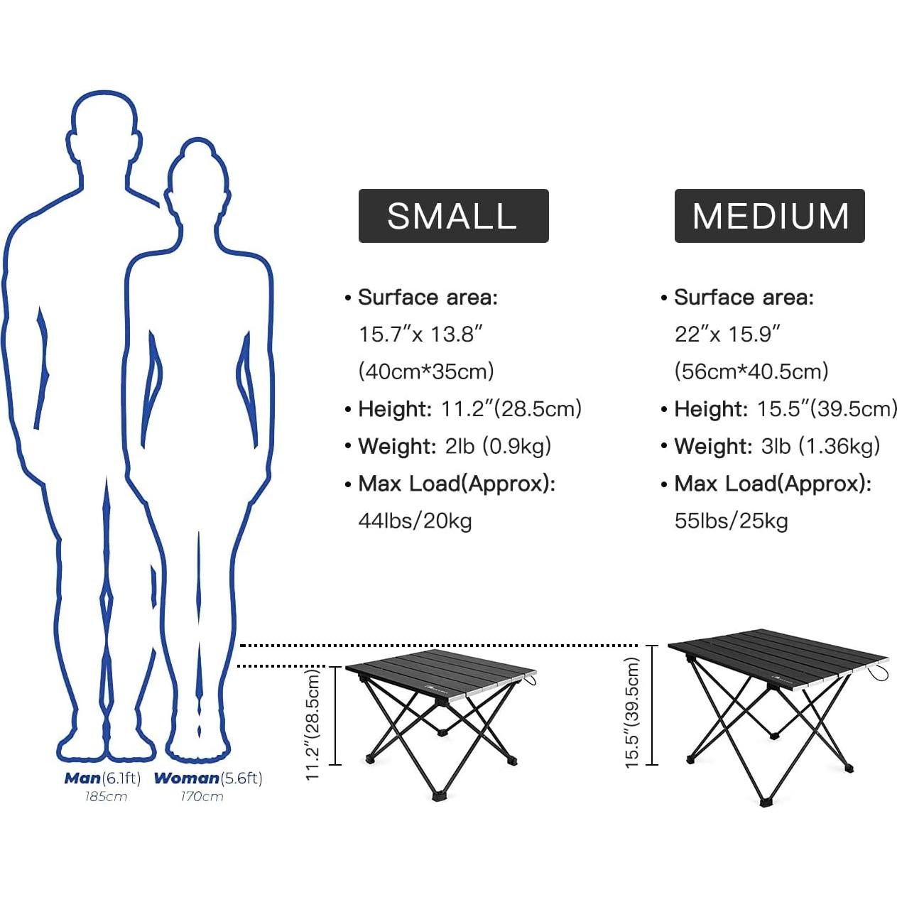 Mesa de Camping Plegable MOON LENCE 55.88x40.64cm Negra