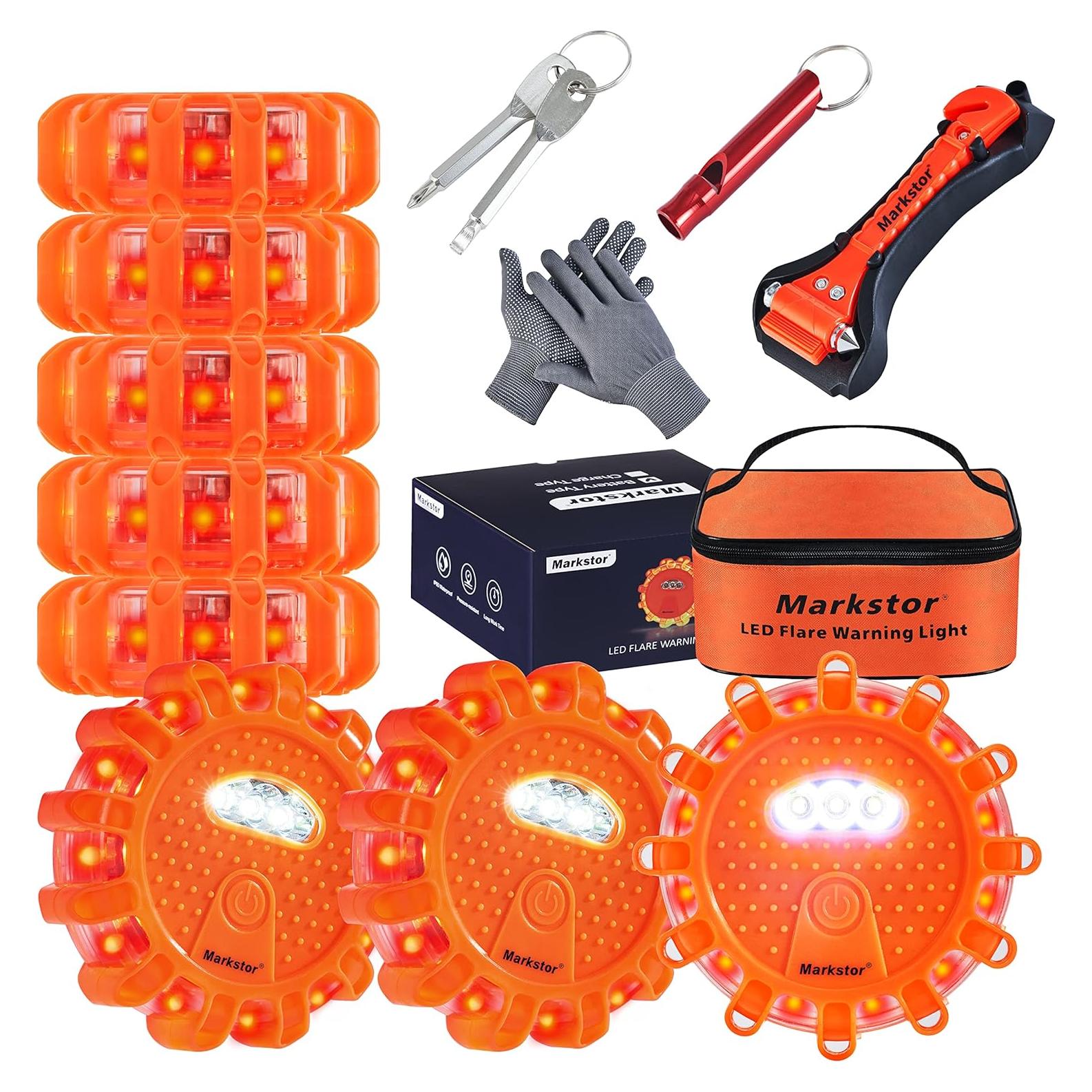 Flares LED de Emergencia Markstor 8 Piezas 15 LEDs Ámbar
