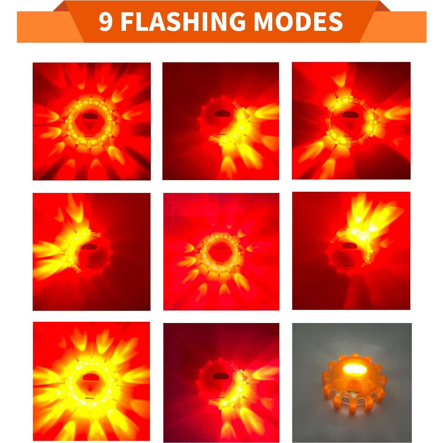 Flares LED de Emergencia Markstor 8 Piezas 15 LEDs Ámbar
