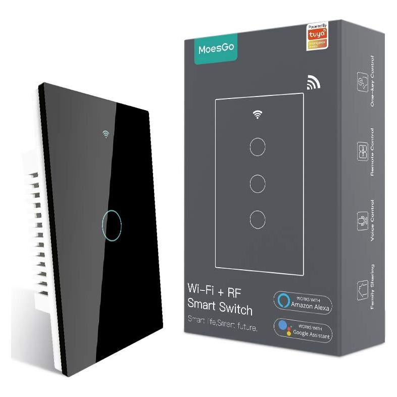 Interruptor Inteligente Táctil MoesGo WiFi 1 Gang Negro 110V