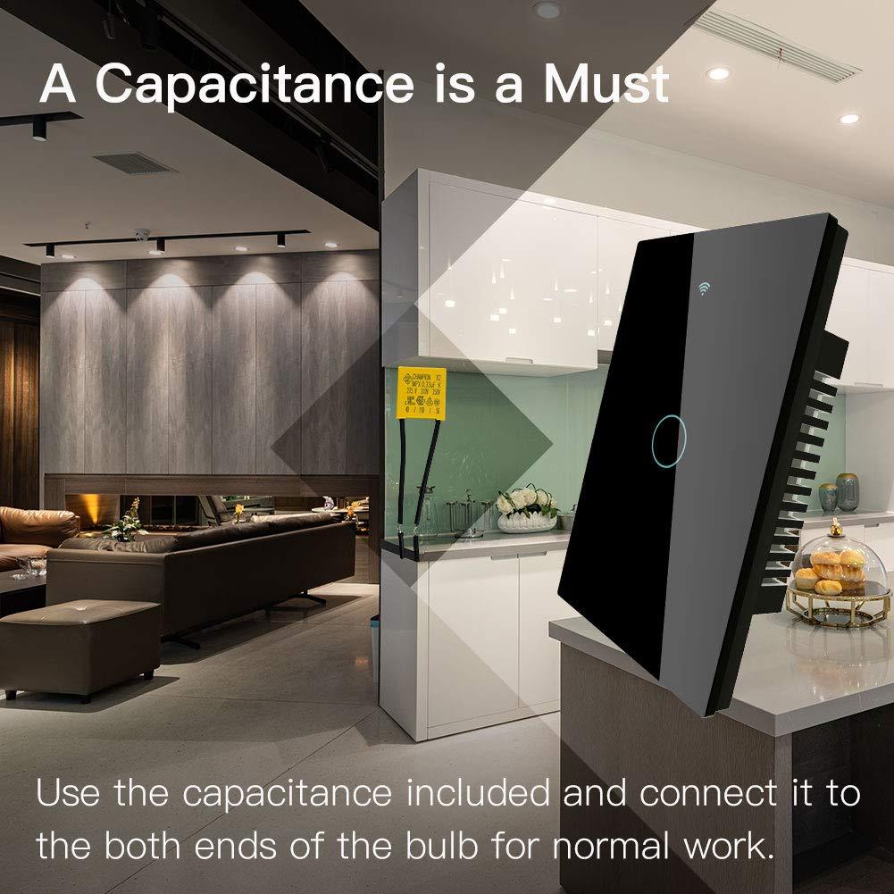 Interruptor Inteligente Táctil MoesGo WiFi 1 Gang Negro 110V