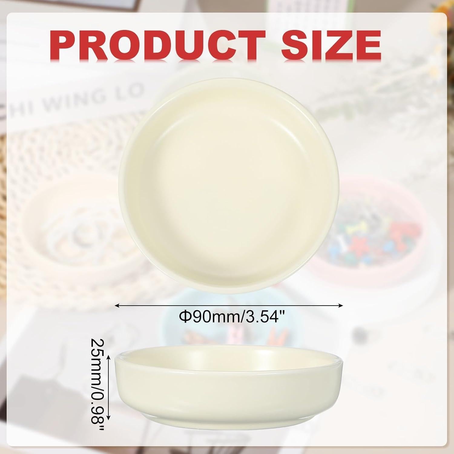 Soporte Redondo para Clips de Papel PATIKIL Cerámica Beige 9x2.5cm