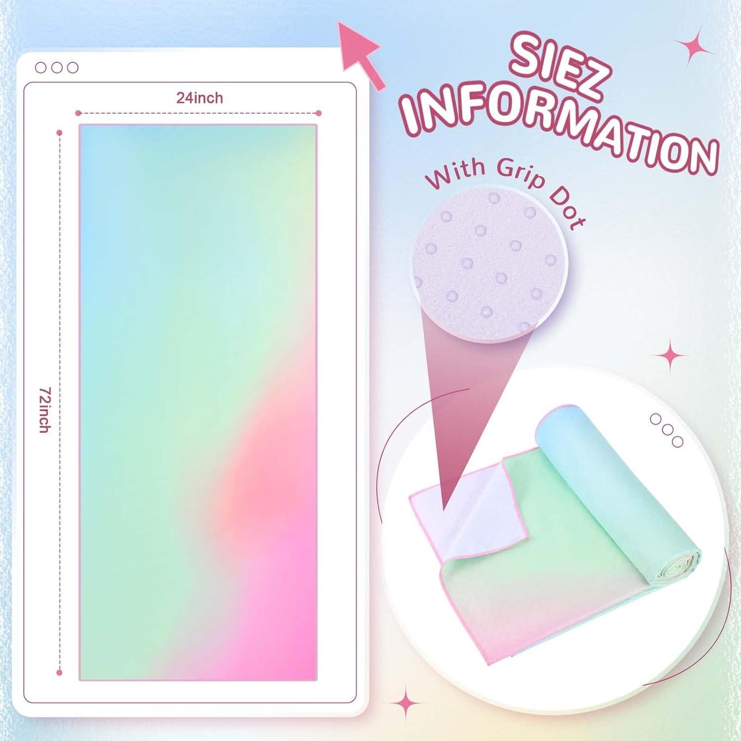 Toalla de Yoga Peryiter Verde Antideslizante Microfibra 182.88x60.96cm