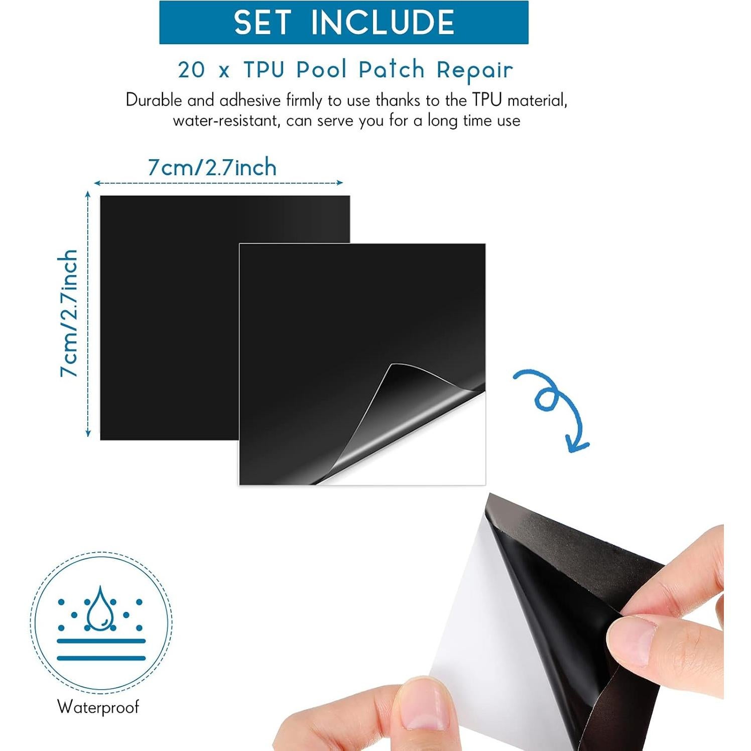 Kit de Reparación de Parches Inflables Zonon 20 Piezas Negro