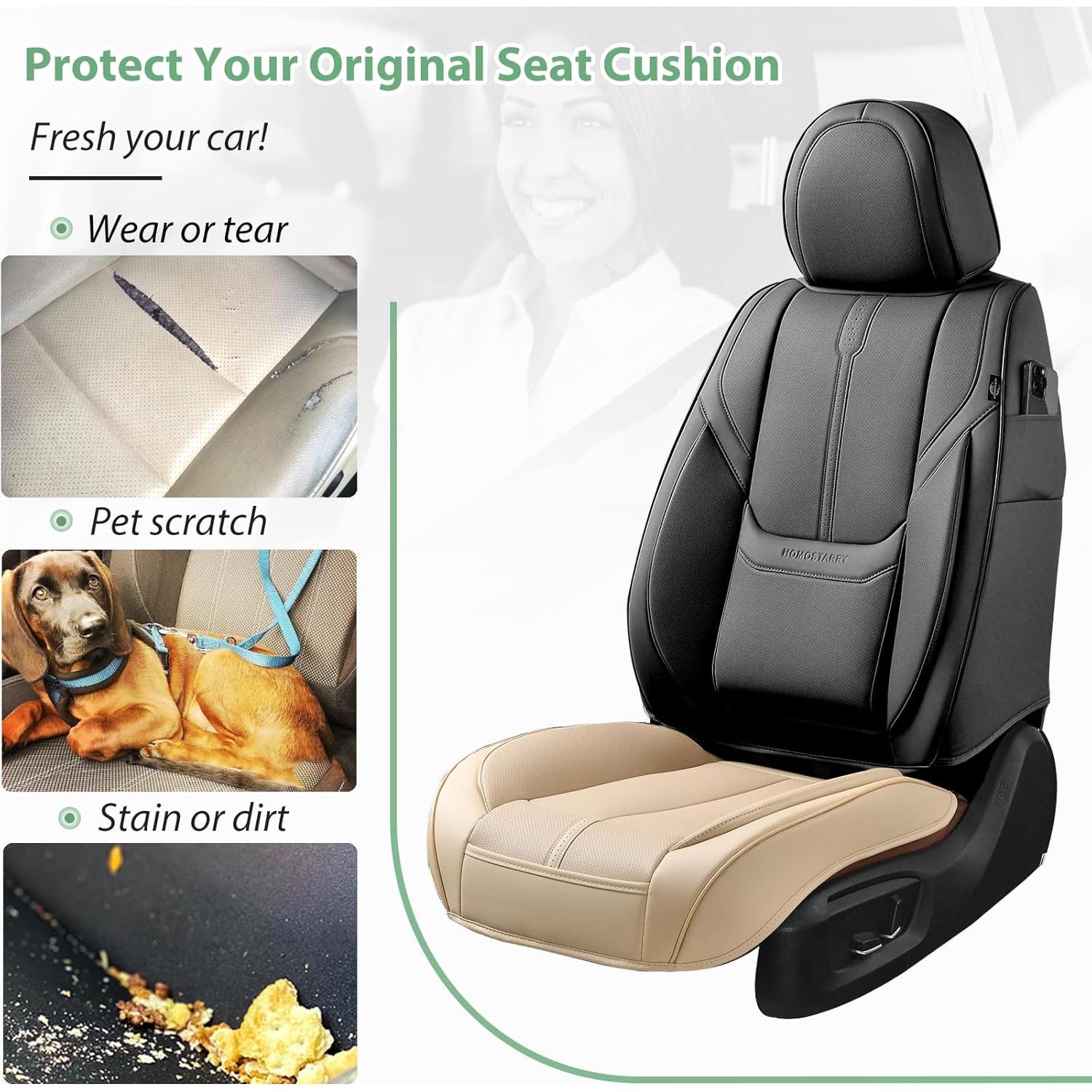 Funda de Asiento de Coche HOMOSTARRY HS 98 Beige Cuero Nappa