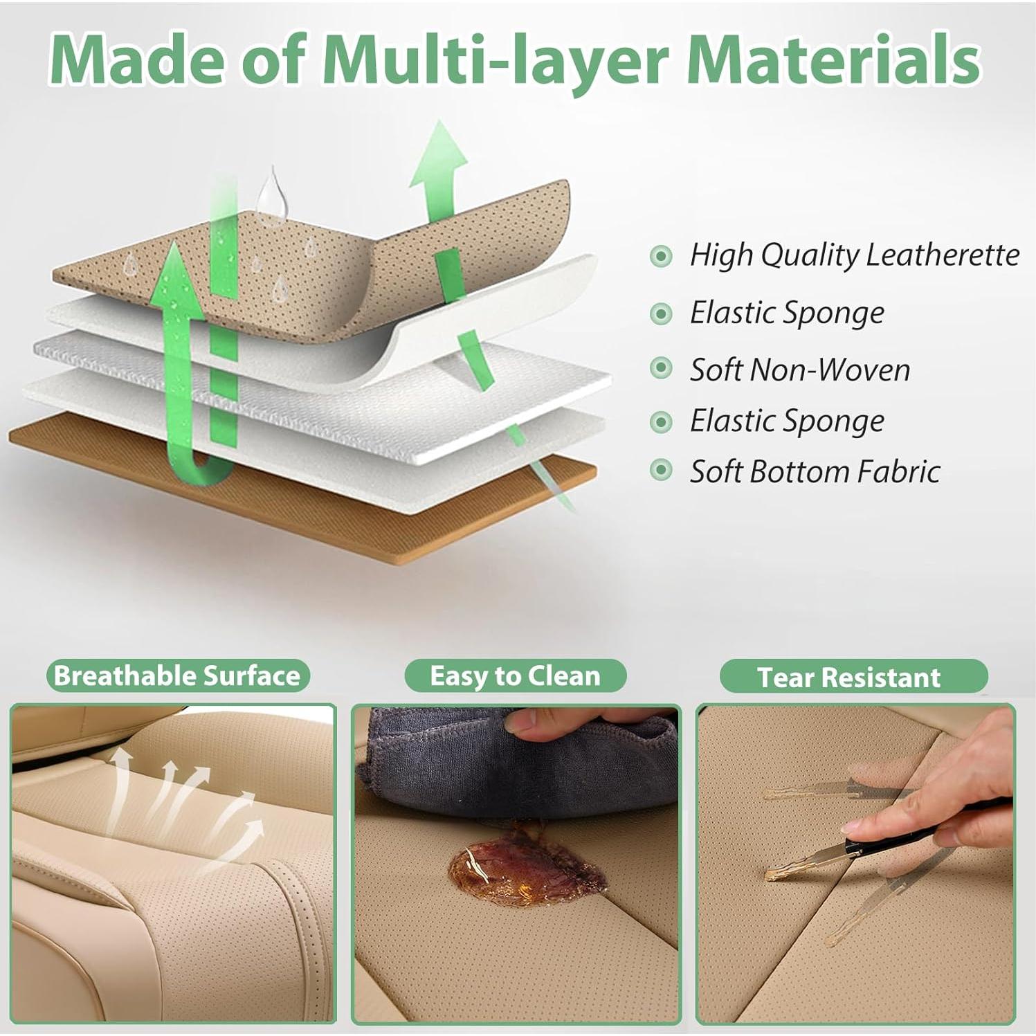 Funda de Asiento de Coche HOMOSTARRY HS 98 Beige Cuero Nappa