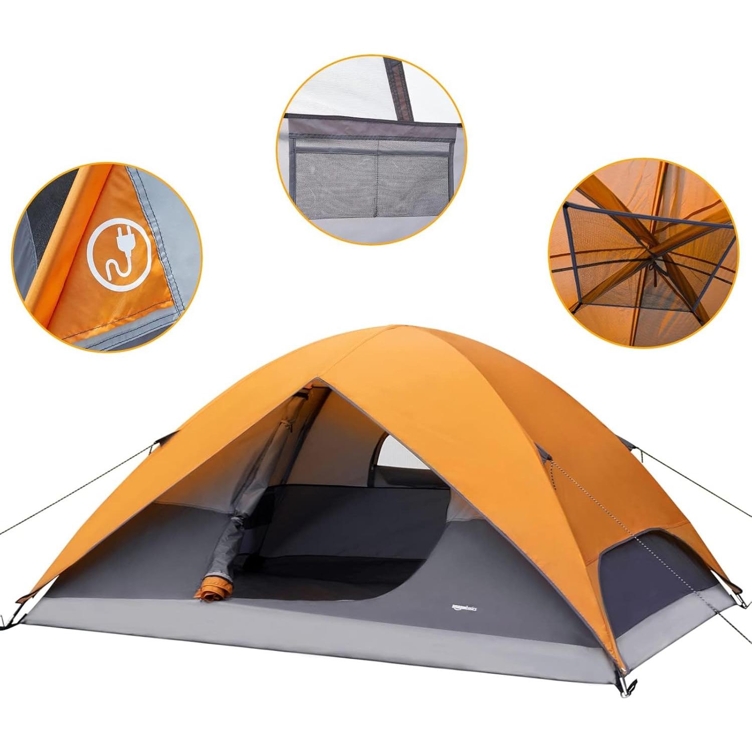 Carpa de Camping Amazon Basics Domo 4 Personas Naranja 2.74x2.13m