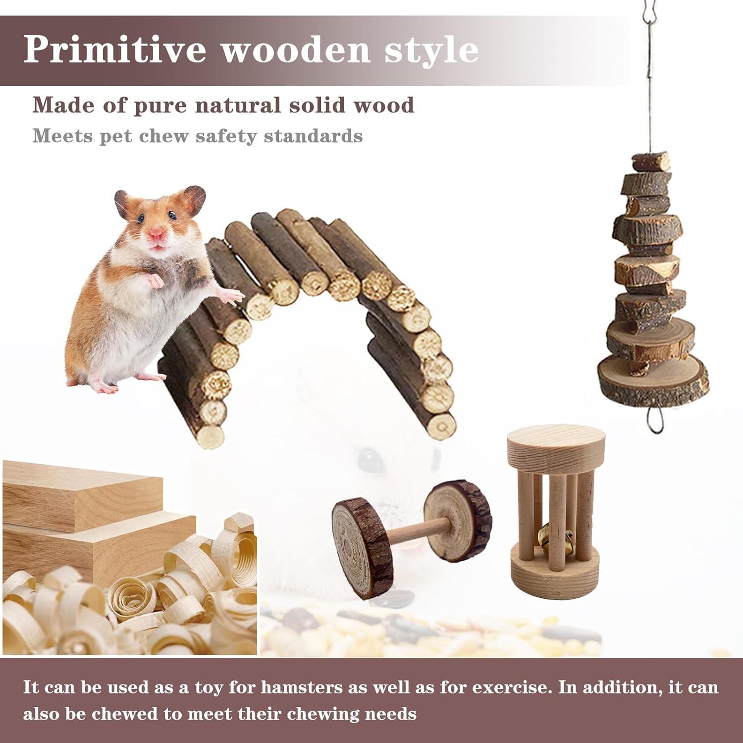 Juego de Juguetes para Hámster DINTSTYLE - 16 Accesorios Naturales