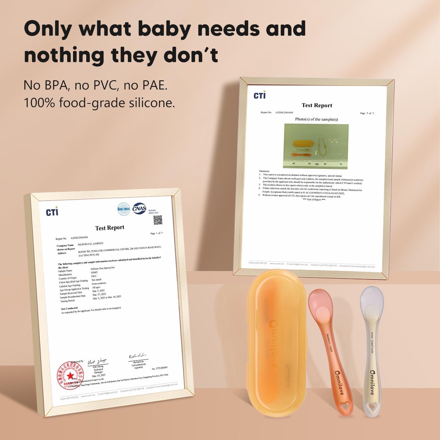 Cucharas de Silicona para Bebés Omnilove 0+ Meses 2-Pack