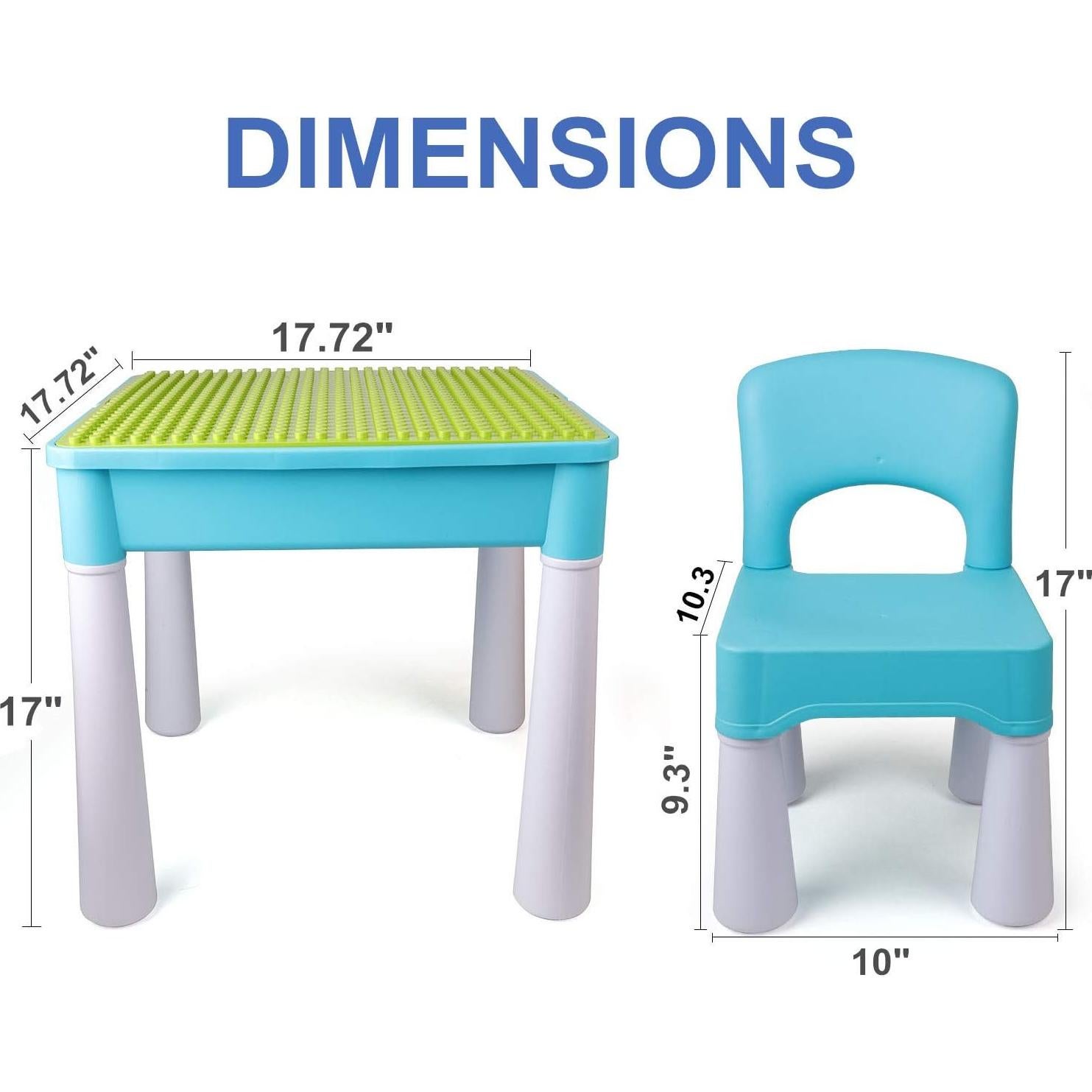 Mesa de Actividades 5-en-1 Burgkidz con 128 Bloques - Azul