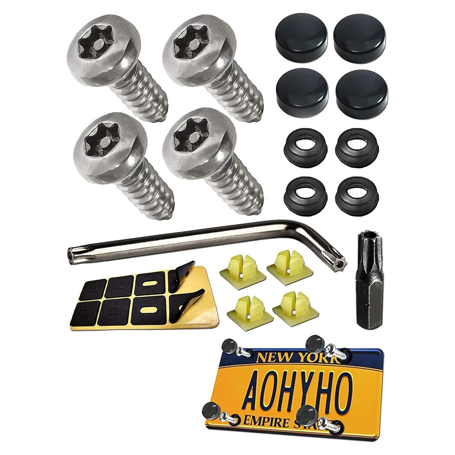 Juego de Tornillos Antirrobo GKmow para Placas de Matrícula - 4 Piezas