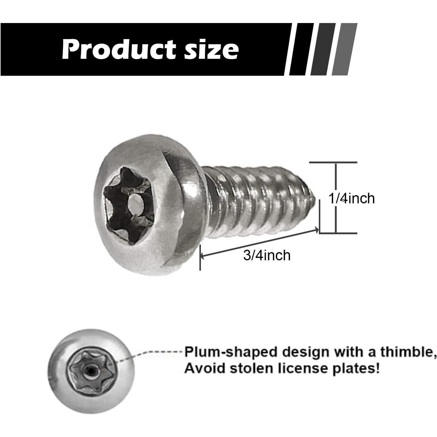 Juego de Tornillos Antirrobo GKmow para Placas de Matrícula - 4 Piezas