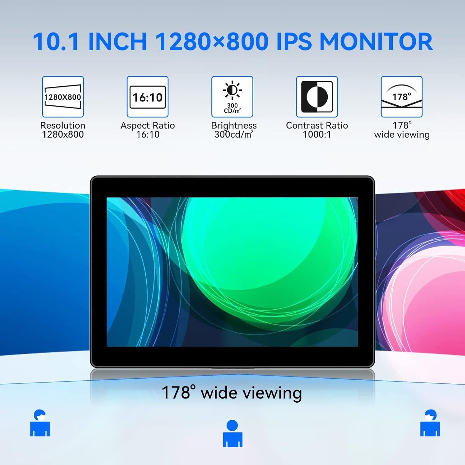 Monitor Táctil 10.1" Eyoyo IPS HD 1280x800 HDMI VGA AV