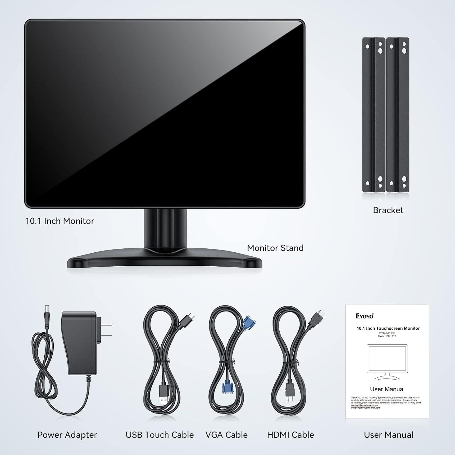 Monitor Táctil 10.1" Eyoyo IPS HD 1280x800 HDMI VGA AV