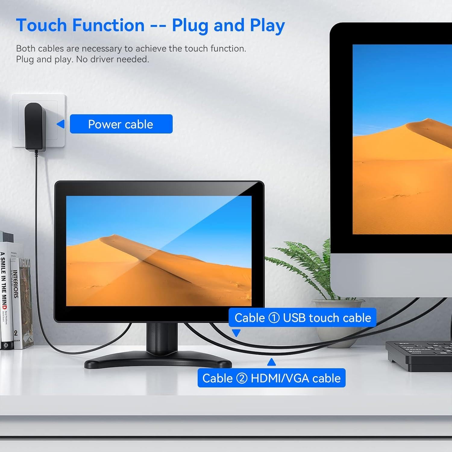 Monitor Táctil 10.1" Eyoyo IPS HD 1280x800 HDMI VGA AV