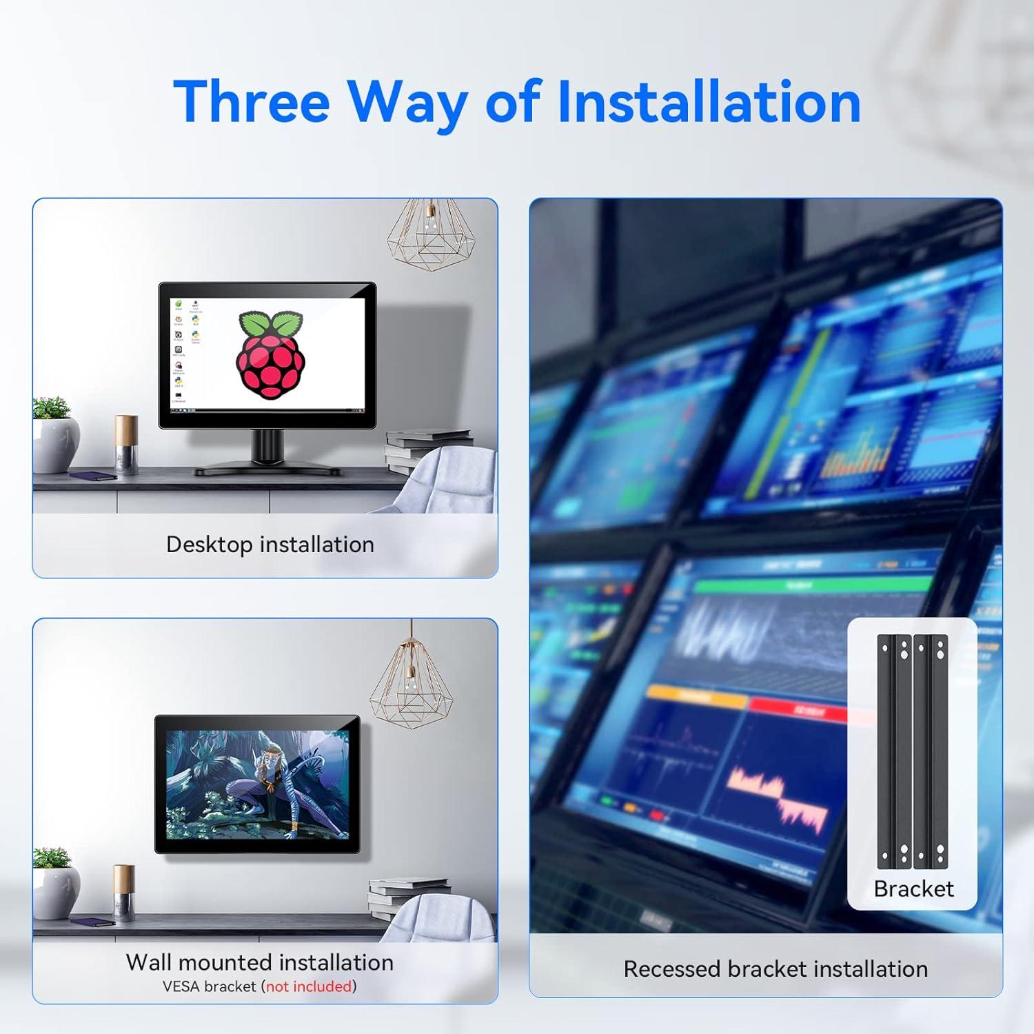 Monitor Táctil 10.1" Eyoyo IPS HD 1280x800 HDMI VGA AV