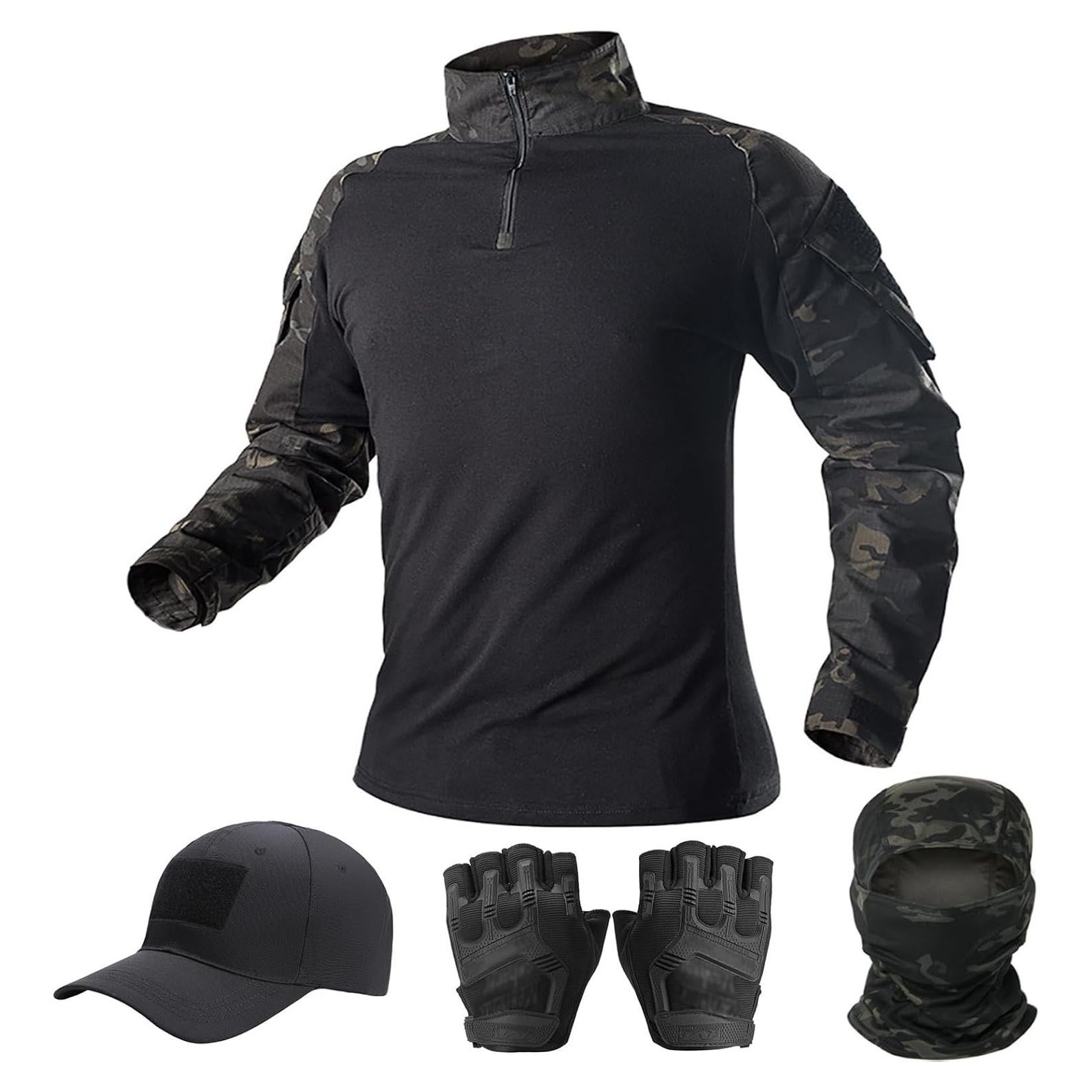 Camisa Táctica de Camuflaje SANYETS con Gorra y Guantes