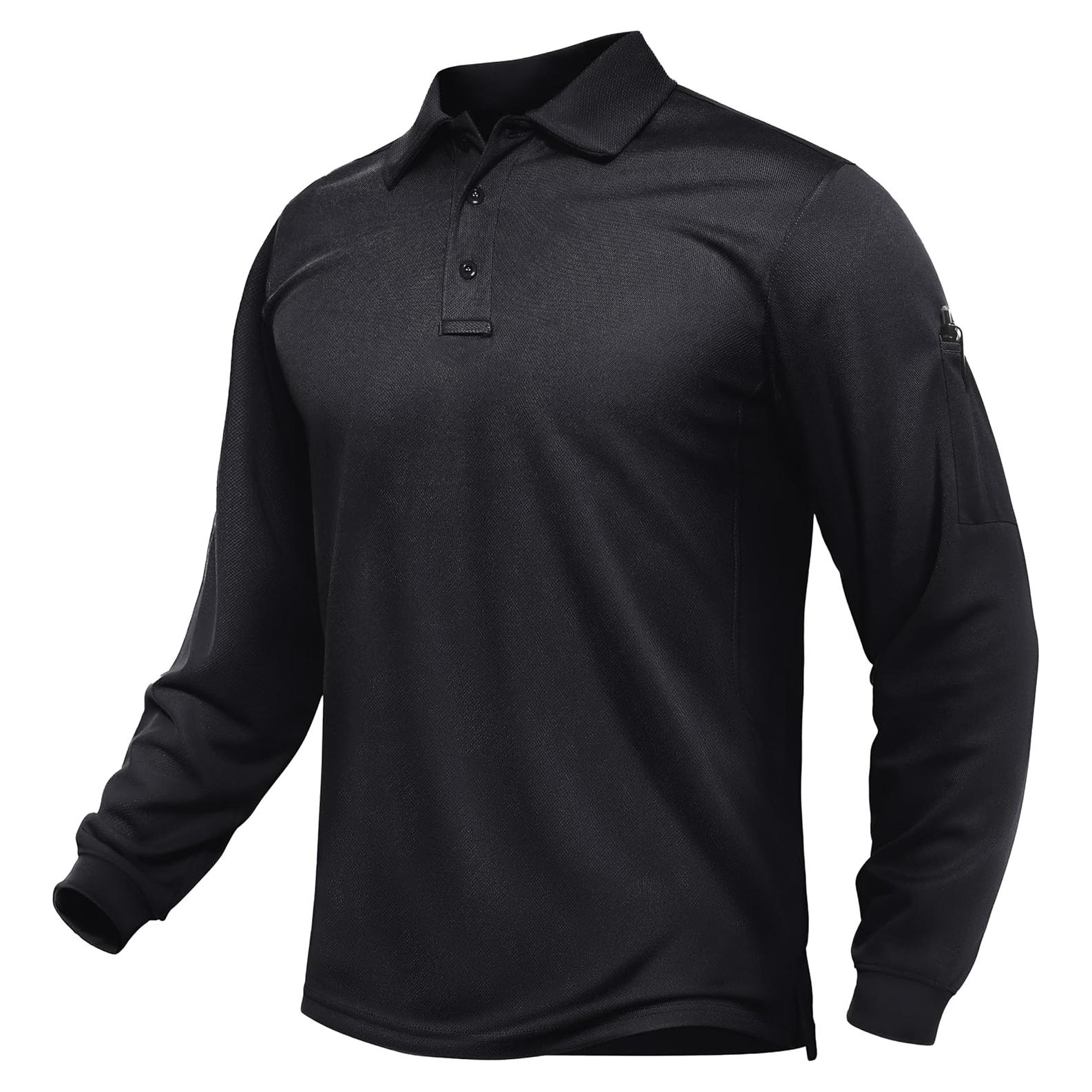 Camisa Polo de Manga Larga TACVASEN Hombre Secado Rápido