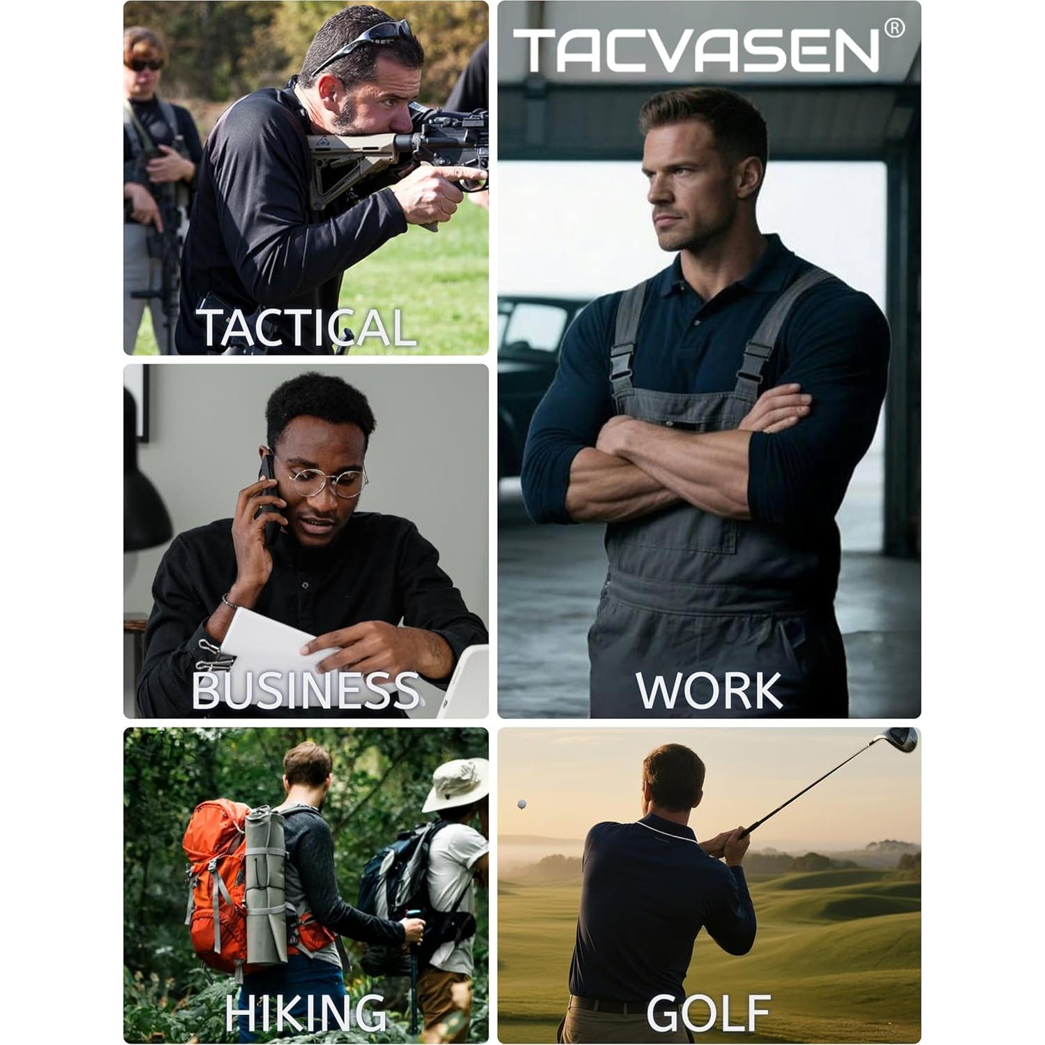 Camisa Polo de Manga Larga TACVASEN Hombre Secado Rápido