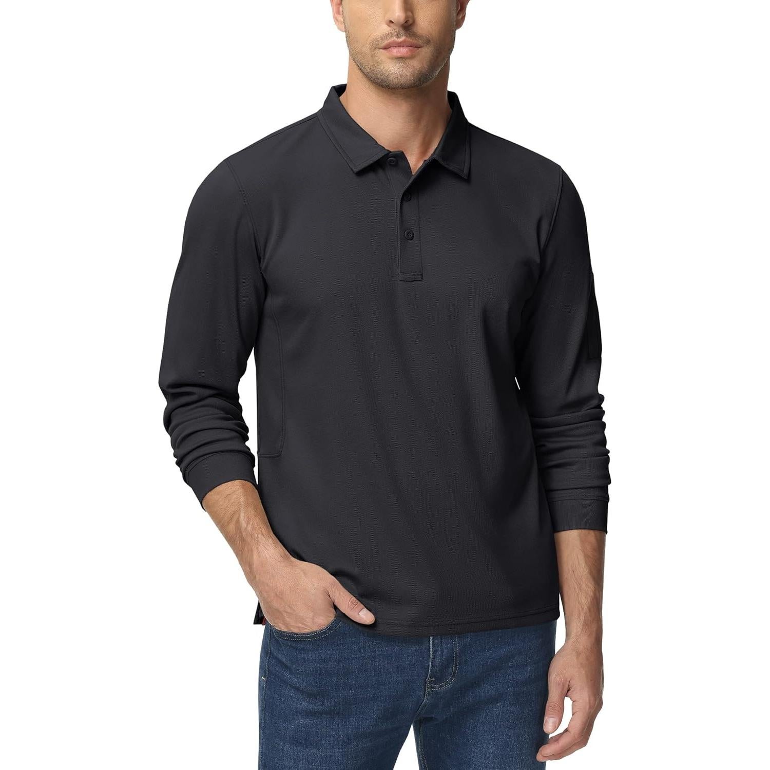 Camisa Polo de Manga Larga TACVASEN Hombre Secado Rápido
