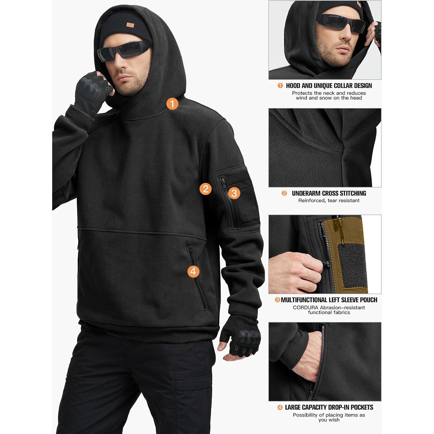 Sudadera Táctica de Invierno Free Soldier Forro Polar XL Negro